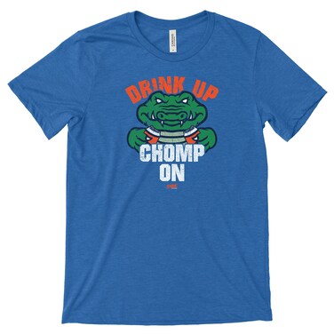Florida Football Fans. Drink Up Chomp On. Heather Royal T-Shirt (Sm-5X) (Bella Canvas Heather, 4XL)