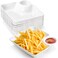 Lawei 10Pcs Chips and Dip Plates, Plastic Serving Platter Set Dumpling Plate with Dipping Saucer, White Divided Snack Serving Dishes for Appetizer, Sushi, Taco Salsa, Charcuterie, Reusable
