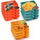 Lawei 12pcs Chip Dip Serving Platter Set, Plastic Dumpling Plates with Sauce Compartment, Square Serving Dish Sushi Plates, Small Dip Tray for Appetizer, Taco Salsa, Fruit, Charcuterie