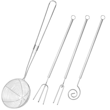 4 Pieces Chocolate Dipping Tool Fork, Candy Coating Set, Fondue, 3-Prong, 2-Prong, Ball Fork, Slotted Spoon Dipper Skimmer Supplies Kit for Pralines Truffles Chocolates Handmade Dessert Making Kitchen