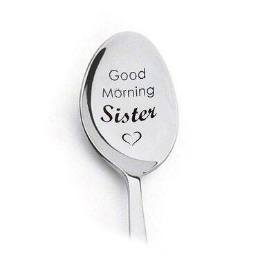 Kefley Sisters Christmas Birthday Gifts from Sister Good Morning Sister Engraved Spoon for Sister in law Gifts for Little Big Sister Gift for Women Girls Bonus Step Sister Gifts
