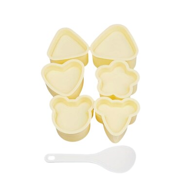 LONG XIN SERIES 6PCS Onigiri Sushi Maker Mold with Meal Spoon Classic Triangle Cute Rice Ball Mold Sushi Mold Making Kit for Lunch Bento Brunch Home DIY