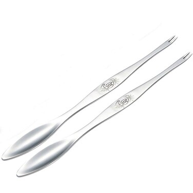 AKOAK 2 Pcs Seafood Tools,Double Headed 304 Stainless Steel Fork and Spoon for Crab and Lobster