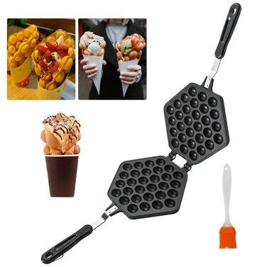 MAOPINER Bubble Waffle Maker Pan Waffle Cake Mold Pot Non-stick Double Side Egg Waffle Maker for Breakfast Lunch Household Cafe Restaurant Cake Shop