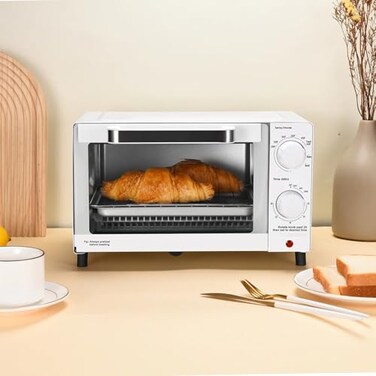 Mainstays 4 Slices Toaster Oven with 3 Settings, includes Baking Rack and Pan, Arctic White, New