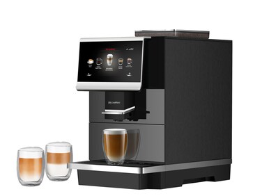 DR.COFFEE C12 Fully Automatic Coffee Machine, Espresso Machine With Ceramic Flat Burrs, 9 Grind Size Options, 7&rdquo; HD Large Touchscreen, 4 Water Tank for Office Use, Pitch-black