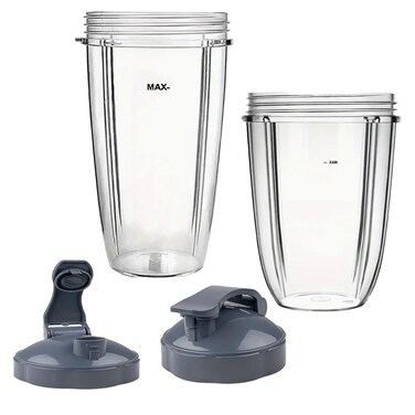 2-pack Replacement Parts Upgrade 32oz&amp; 24oz Cups with 2-pack Flip-Top To-Go-Lid Compatible with NutriBullet 600w/900w Blender Accessory