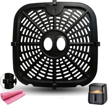 Jbliuic 6.8QT Square Air Fryer Grill Pan for Dreo Air Fryer Pro Max, Upgraded Air Fryer Grill Plate, Crisper Tray Plate Rack Insert Grate Grid Shelf for Dreo 6.8QT Air fryer, Nonstick, Dishwasher Safe