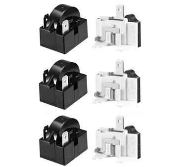 6 pcs Compresso QP2-4.7 PTC Starter Relay 2 Pin Refrigerator Starter Relay and 6750C-0005P Overload Protector Compatible with Refrigerator Compressor