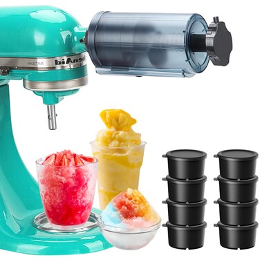 Shave Ice Attachment for KitchenAid Stand Mixer,with 8 Molds Shave Ice Attachment for KitchenAid Stand Mixers, Ice Shaver Attachment, Snow Cone Attachment,Ice Shaver Maker