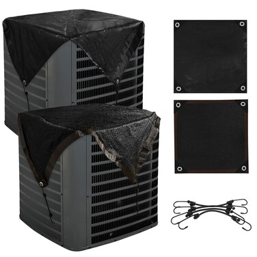 2PCS Central Air Conditioner Covers For Outside Units,39*39In 1 Top Universal Mesh Cover And 1 Winter Waterproof Outdoor Ac Defender Cover Dust-Proof Ac Protection Cover Sturdy Covers Compressor Cover