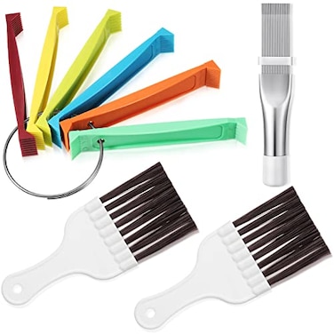 CHENGU 4 Pieces Air Conditioner Fin Cleaner Set 2 Different Fin Comb Condenser Fin Straightener 2 Pieces Coil Cleaning Brush Condenser Fin Comb Stainless Steel Radiator Repair Cleaning Tool Set