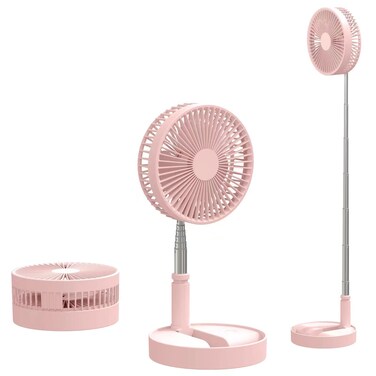 Weeuus Portable Rechargeable Floor Fan,7200Mah Battery Operated Standing Fan,Working Time 6~24 Hours Stretchable Standing Table Fan for Bedroom and Home Kitchen Outdoor Camping (Pink)