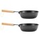 Toddmomy Iron Coal Burners 2Pcs Charcoal Burner Pots Charcoal Starter Stove Pots with Wooden Handle Camping Burner Tools (Black)