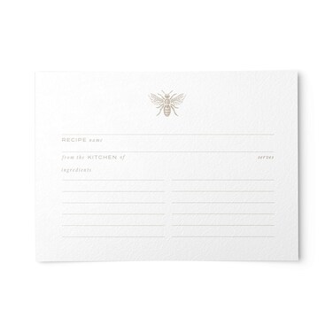 Gold Bee Recipe Cards from Dashleigh, 48 Cards, 4x6 inches, Water-Resistant and Double-Sided (Bee Recipe Cards)