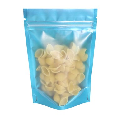 QQ Studio Pack of 100 Translucent Front Matte Blue Poly Plastic Resealable Bags (0.8oz (3" x 5"), Blue Stand-Up Pouch)