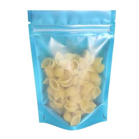 QQ Studio Pack of 100 Translucent Front Matte Blue Poly Plastic Resealable Bags (0.8oz (3&quot; x 5&quot;), Blue Stand-Up Pouch)