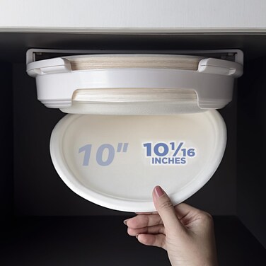 Paper Plate Dispenser 10 inches, Under Cabinet Paper Plate Holder, Paper Plate Dispenser Under Cabinet Under can be Taken up and Down, Suitable for RV Travel and use for Under Kitchen cabinets