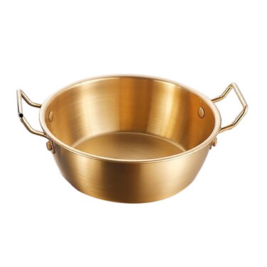 Korean Ramen Pot, Gold Instant Noodle Pot 4.7-inch 304 Stainless Steel Noodle Cooking Pot Double Handle Instant Noodle Bowl Korean Ramen Cooking Pot Quick Heating Simple and Lightweight Cooker