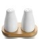 UDQYQ Modern White Ceramic Salt and Pepper Shaker Set with Bamboo Tray, 2 Pieces