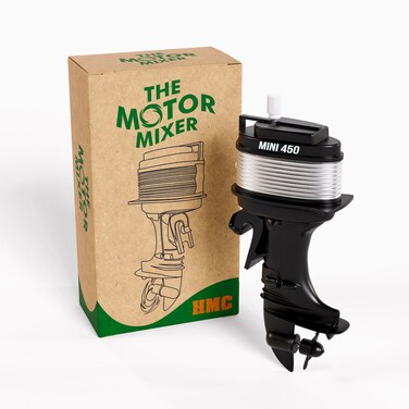 The Motor Mixer by HMC - Novelty Boat Motor Coffee Mixer Wind-Up Outboard Mini Boat Motor Stirrer Toy Beverage Works with Cups, Mugs, &amp; Glasses - Unique Drink Mixing Gadget