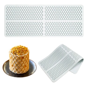 Jopgeey Honeycomb Molds Silicone (2 PCS) Fondant Tuile Molds with Hollow 3D Beehive Candy Silicone Lace Molds for Baking, Polymer Clay, Sugar Craft Dessert Cupcake Cake Decorating