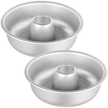 Zonon 2 Pcs Anodized Aluminum Ring Mold Pan (7 in) Round Flute Tube Cake Pans Silver Flan Molds for Baking Donut Fruitcake Pastry Brownies Doughnuts Chocolate Kitchen Accessory Tools