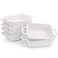 Foraineam 6 Pieces Bakeware Set, White Porcelain Souffle Dishes Creme Brulee Ramekins, 6-1/4 x 4-3/4 inch Rectangular Baking Pans with Double Handles