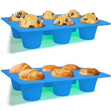Sidosir 2Pcs Popover Pan for Baking - Professional Extra Deep Silicone Popover Molds, Non-Stick, Easy to Clean, Grade Materials