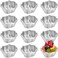 Mezchi 12 Pack Egg Tart Molds, Aluminum Alloy Pudding Jelly Molds, Reusable Cake Tartlets, Cupcake and Muffin Cups for Baking, Flower Shape, Non-sticky