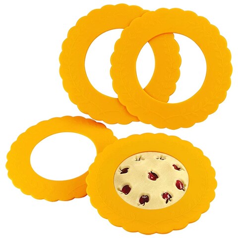 Webake Mini Silicone Pie Shield 4 Pack, Pie Crust Protector Shield for Mini Pie Pans, BPA Free European Food Grade Silicone Pinch Test Passed, Fits Rimmed Pie Dish 5&rdquo; - 6&rdquo; to Protect Edge from Burning
