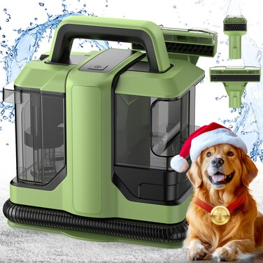 Carpet Cleaner Machine, Portable Carpet &amp; Upholstery Spot Cleaner, 18 Kpa Powerful Suction Pet Stain Remover, 500W Cleaning Machines with Versatile Tools for Couches and Car Seats, Green, W05