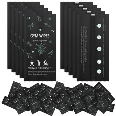 Dansib 300 Pcs Gym Cleaning Wipes Yoga Mat Cleaner Fitness Equipment Wipes Individually Packed for Equipment Surface Wipes for Exercise Machine Bike Home, Office, Gym