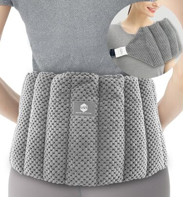 uncn Large Microwave Heating Pad for Lower Back Pain Relief 30X7.5in Heated Neck and Shoulder Wrap Microwavable Heat Packs for Cramps, Menstrual, Lumbar, Muscle Spasms Heated Waist Cordless Belt