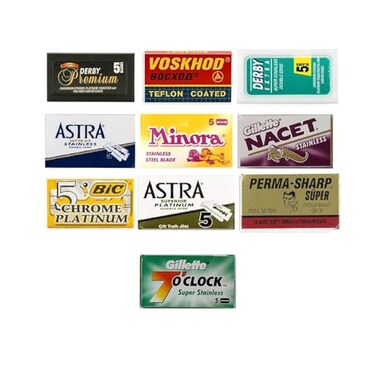 50 BEST Double Edge Blade Sampler FEATHER ASTRA NACET BIC SHARK