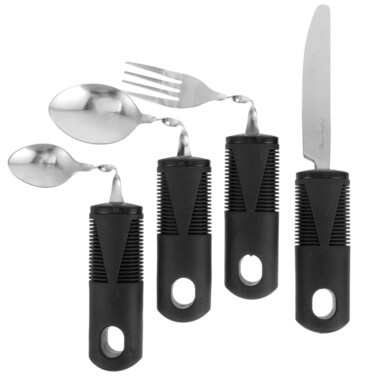 iplusmile 4Pcs Adaptive Utensils for Elderly, Easy Grip Built Up Bendable Fork Spoon Tableware, Eating Feeding Cutlery Handicap Accessories for Disabled Hand Tremors People