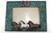 Comfy Hour Western Retro Collection Resin Art 6"x5" Photograph Running Horses Horseshoes Photo Frame Blue