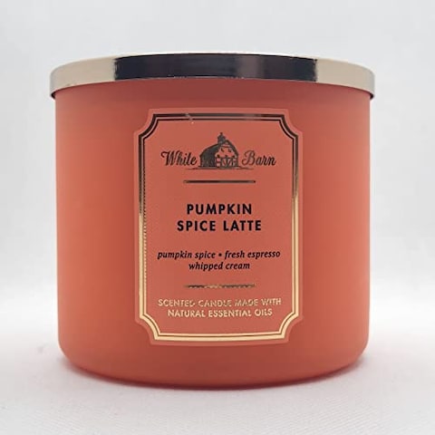 Bath &amp; Body Works, White Barn 3-Wick Candle w/Essential Oils - 14.5 oz - New Core Scents! (Pumpkin Spice Latte)