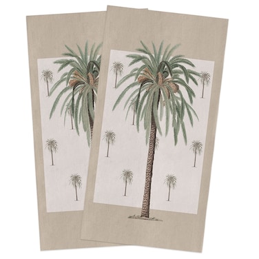 CosyBright 2 Pack Kitchen Towels and Dish Towels Sets, Khaki Tropical Coconut Palm Tree 18" x 28" Reversible Dishcloths Soft Cotton Tea Towel Absorbent Hand Towels for Kitchen Drying Dishes