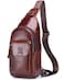 BULLCAPTAIN Men Genuine Leather Shoulder Sling Bag Daypack Casual Multi- pocket Crossbody Chest Bag Travel Hiking Backpacks (Brown)