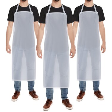 3 Pieces Heavy Duty Transparent PVC Waterproof Aprons Unisex 47 Inches Clear Plastic Aprons Vinyl Aprons for Dishwashing Cooking Cleaning Butcher Work