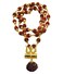 OMG Deals Golden Gold-Plated Brass, Wood Lord Shiv Trishul Damru Locket With Panchmukhi Rudraksha Mala For Men And Women