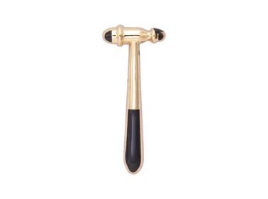 Knighthood Medical Reflex Hammer Shape Lapel Pin Brooch (Golden and Black) (Zinc Alloy)