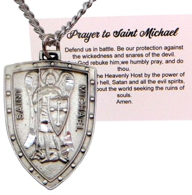 Westmon Works St Michael Pewter Medal Deluxe Set Boxed with Holy Card with Saint Prayer