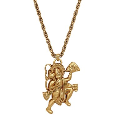 Qtron Unisex Bajrangbali Pavanputra Hanuman Pendant with Rope Chain for Men and Women Without Dori