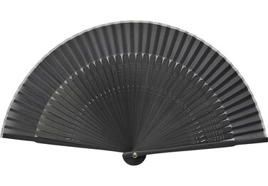 ASAO Hand Made Artisan Men's Silk Sensu Folding Fan 8.7 in 42 Folds Short Fabric Black/Black Red