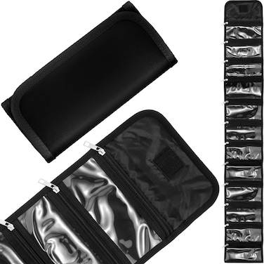 Money Organizer Cash Wallet with 12 Zipper Slots Money Holder Bill Receipt Cash Holder Small Travel Money Organizer for Budgeting Cash, Storing Receipt, Black