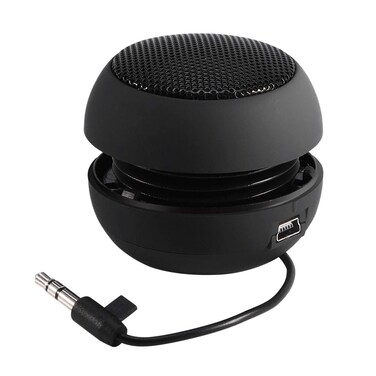 Mini Speaker, Retractable Speaker with USB Charging Cable, 3.5mm Audio Interface Portable Speaker for MP3, MP4, MP5, Mobile Phones, Computers(Black, 12)
