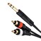 pegcabac Audio Y Splitter Cable, 6.35mm 1/4 inch TRS Stereo Male Plug to 2 RCA Male Insert Cable, Gold-Plated Converter Wire Cord Compatible for Amplifier,Speakers,Guitar（1.5m / 5ft）