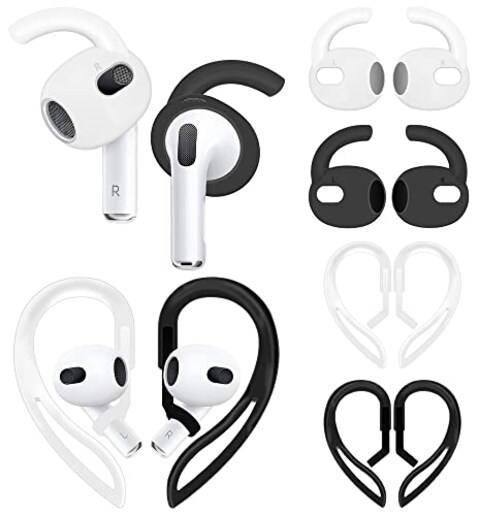 4 Pairs Anti Slip Kit Compatible with AirPods 3rd Gen, Silicone Sport Ear Hooks and 360&deg; Rotation Adjustable Length Outdoor Earhooks Grip Ear Tips Wing Buds Holder for New AirPod 3-4X1